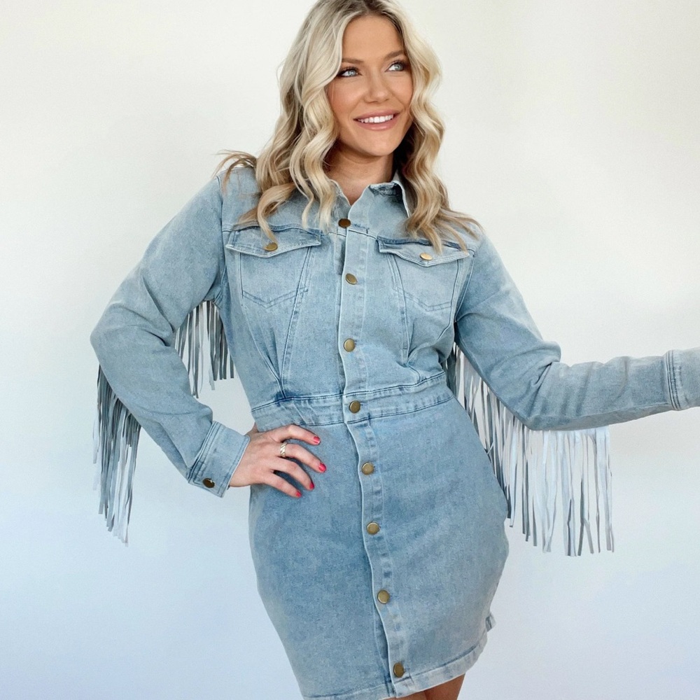 Denim Fringe Dress